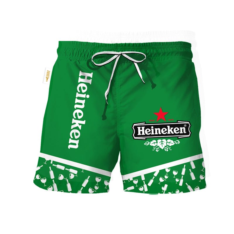 Heineken Bottle Pattern Swim Trunks - VinoVogue.com