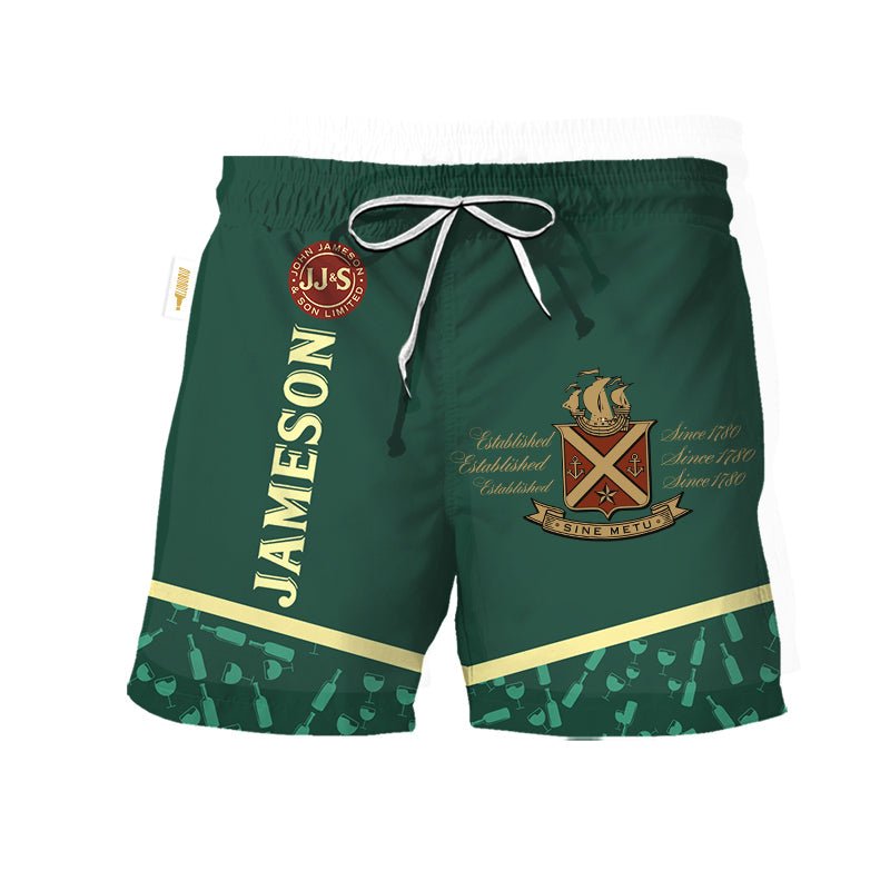 Jameson Bottle Pattern Swim Trunks - VinoVogue.com