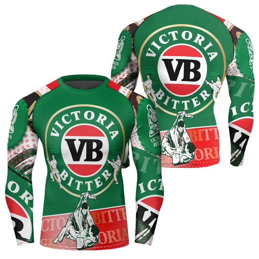 Victoria Bitter Diagonal Stripe Rash Guard - VinoVogue.com