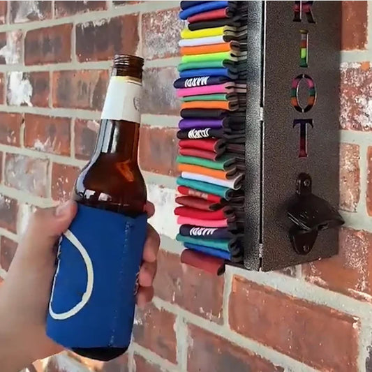Beer Can Opener Wall Mounted Can Cooler Holder With Bottle Opener