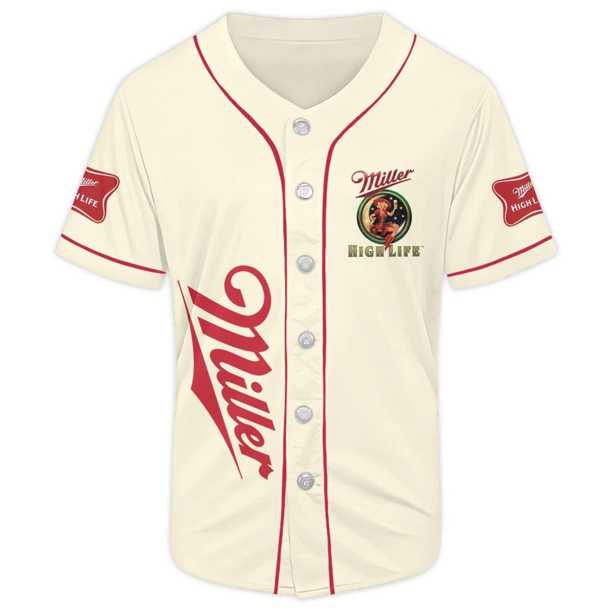 Beige Miller High Life Baseball Jersey - VinoVogue.com