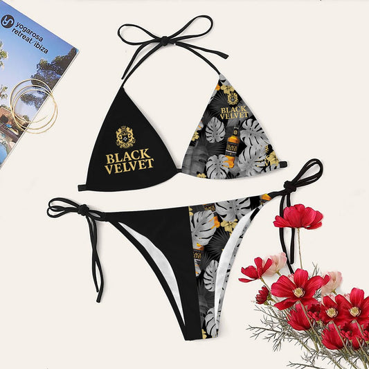 Black Velvet Triangle Beach Bikini - VinoVogue.com