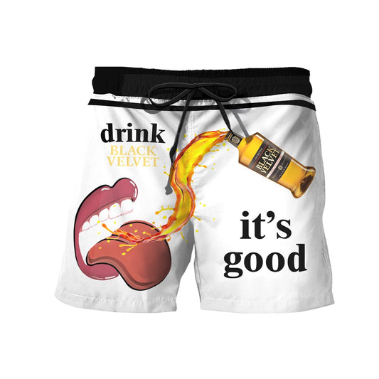 Drink Black Velvet It's Good Swim Trunks - VinoVogue.com