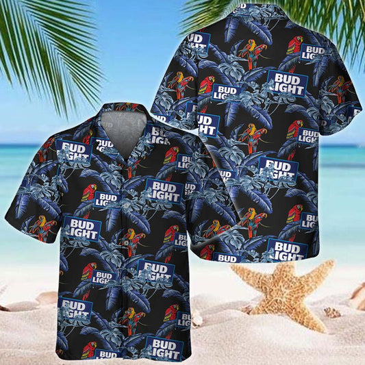 Bud Light Red Parrots Hawaiian Shirt - VinoVogue.com