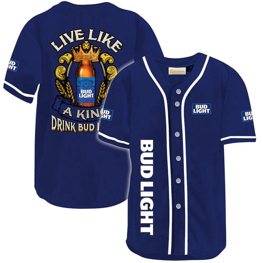 Bud Light Live Like A King Baseball Jersey - VinoVogue.com