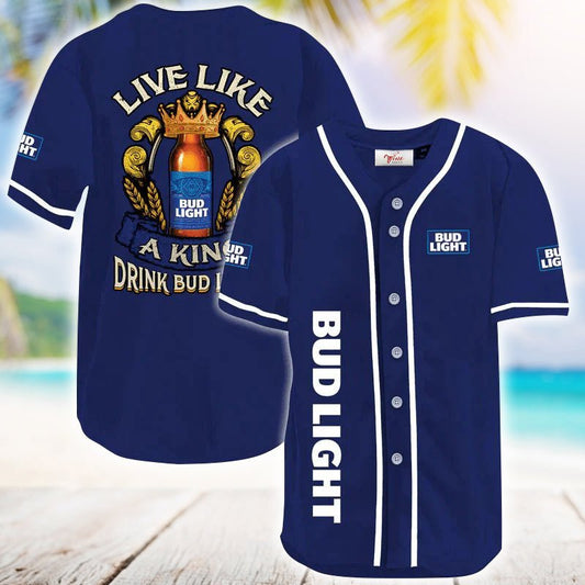 Bud Light Live Like A King Baseball Jersey - VinoVogue.com