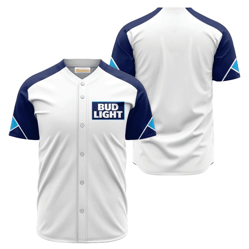 Bud Light White And Blue Jersey Shirt - VinoVogue.com