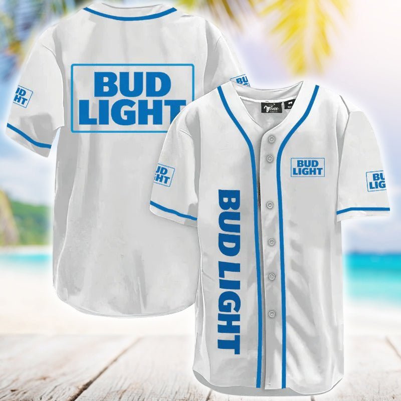 Bud Light White Baseball Jersey - VinoVogue.com