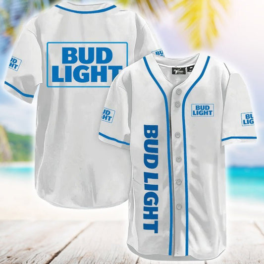Bud Light White Baseball Jersey - VinoVogue.com