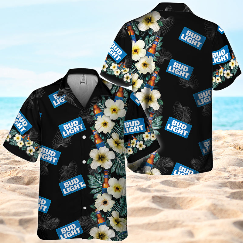 Bud Light Tropical Floral Hawaiian Shirt