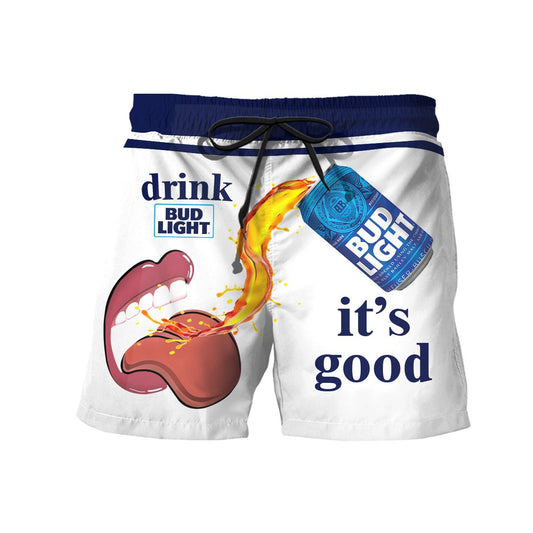 Drink Bud Light It's Good Swim Trunks - VinoVogue.com