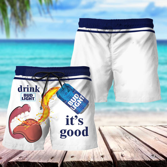 Drink Bud Light It's Good Swim Trunks - VinoVogue.com