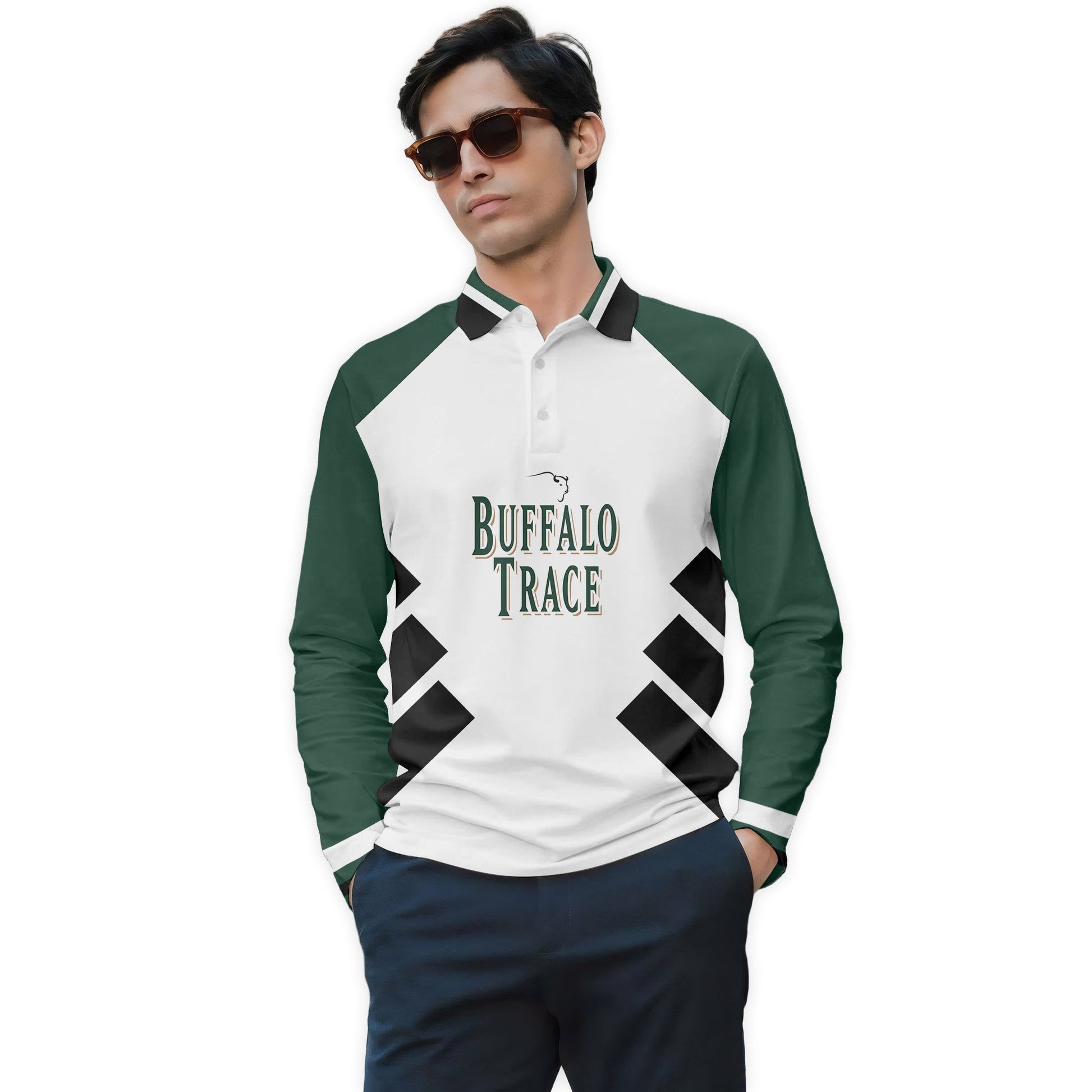  Buffalo Trace Bold Line Golf Long Sleeve Polo Shirt