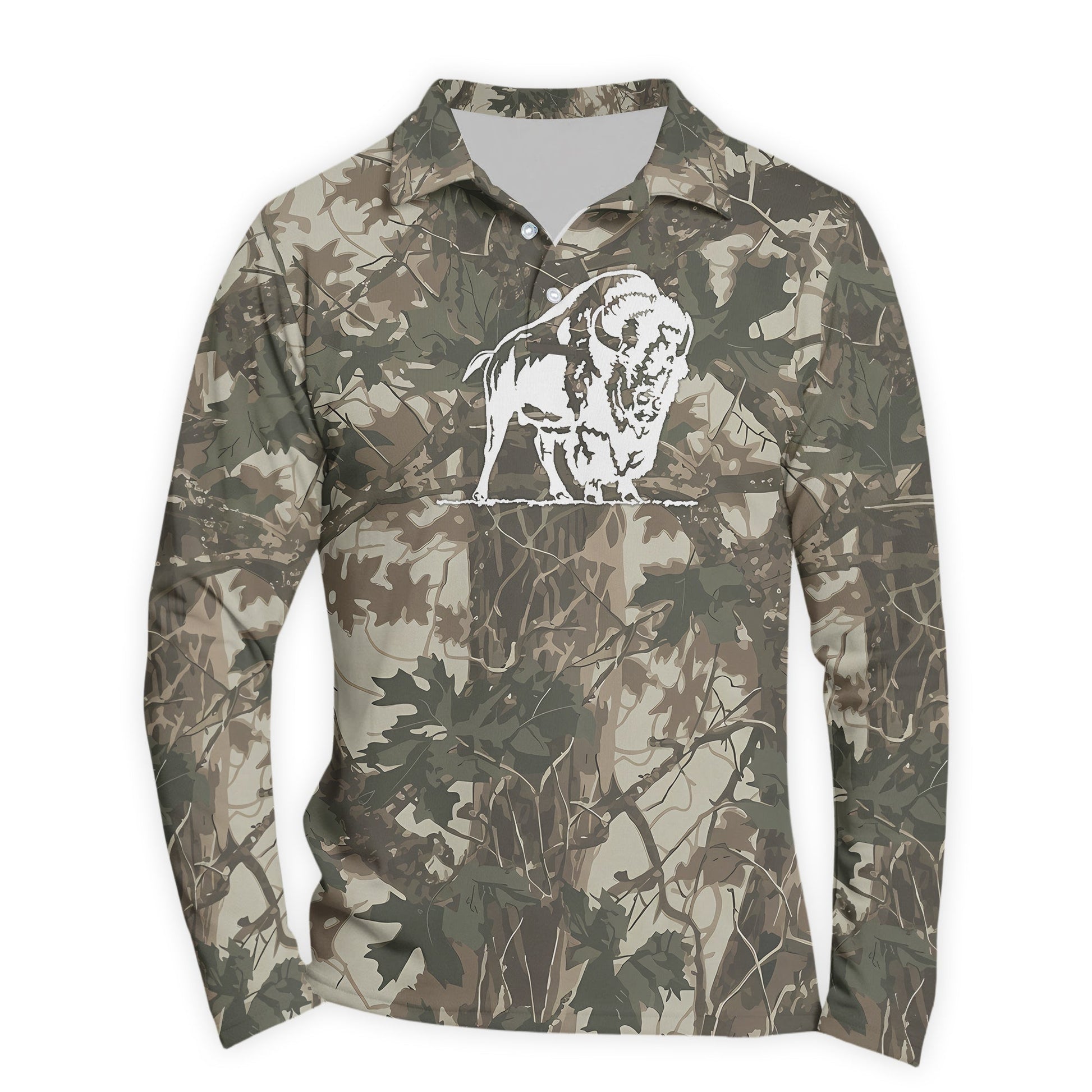  Buffalo Trace Country Camo Golf Long Sleeve Polo Shirt