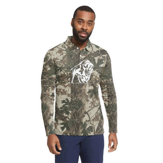  Buffalo Trace Country Camo Golf Long Sleeve Polo Shirt