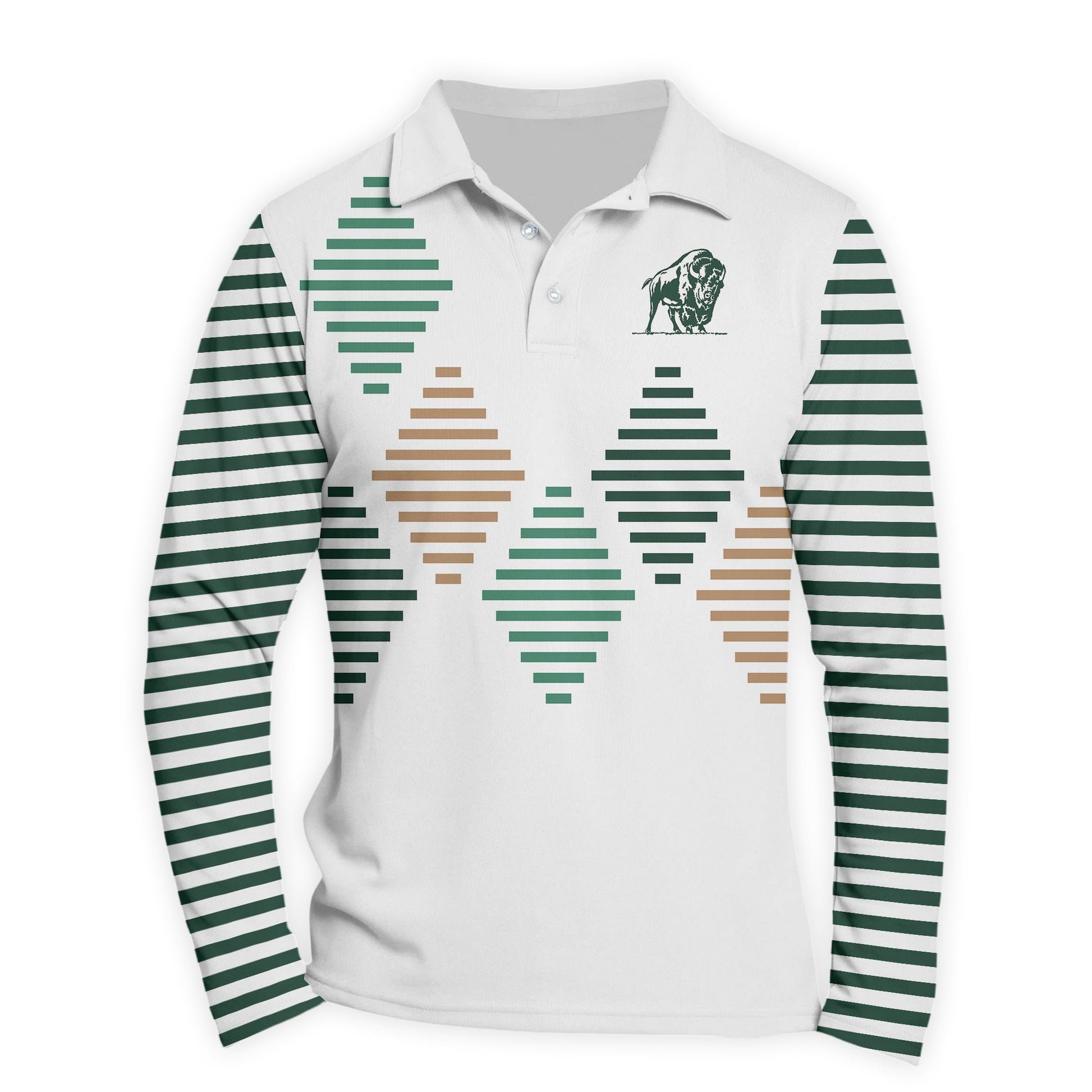  Buffalo Trace Diamond Stripe Golf Long Sleeve Polo Shirt