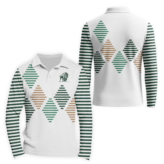  Buffalo Trace Diamond Stripe Golf Long Sleeve Polo Shirt