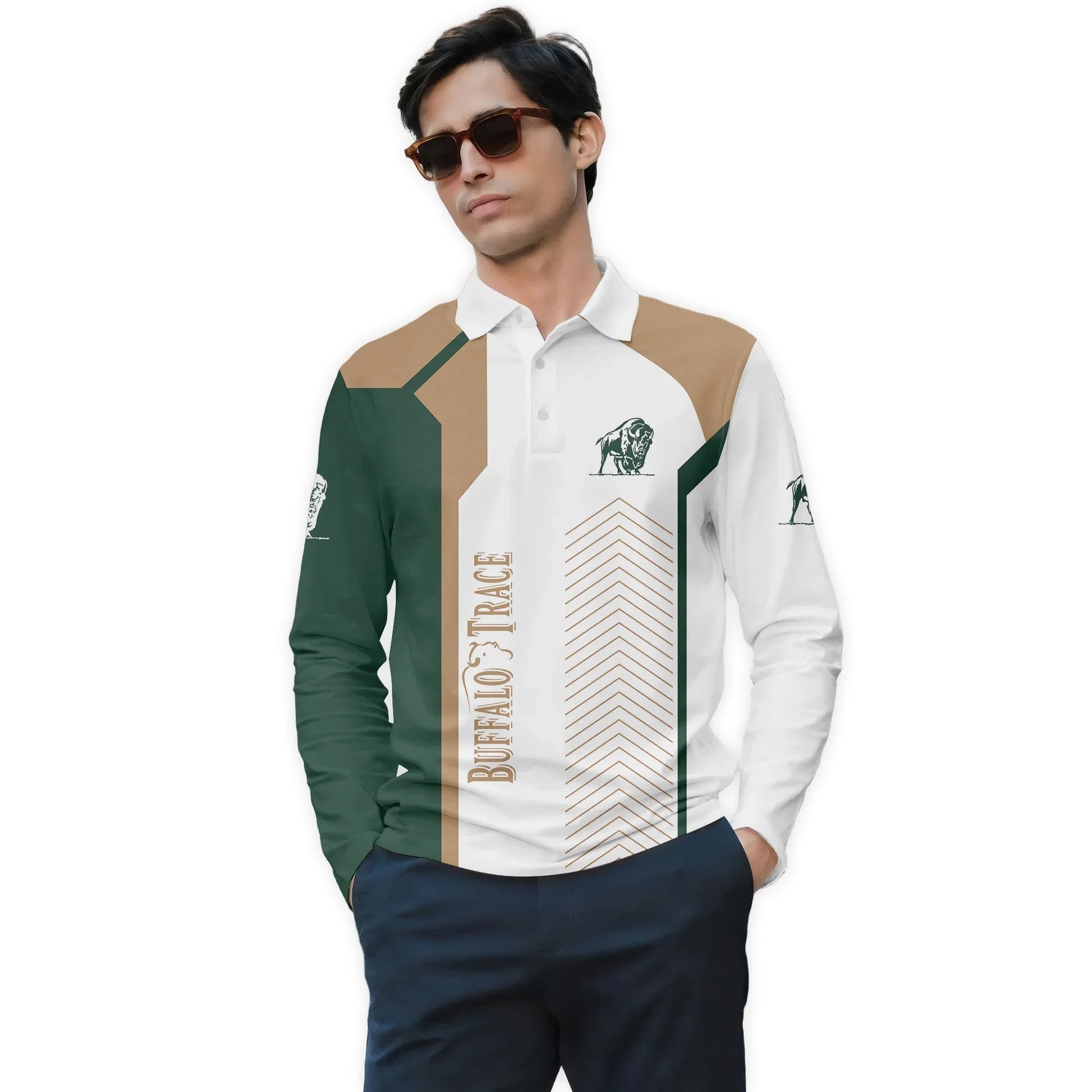  Buffalo Trace Modern Motorsport Golf Long Sleeve Polo Shirt