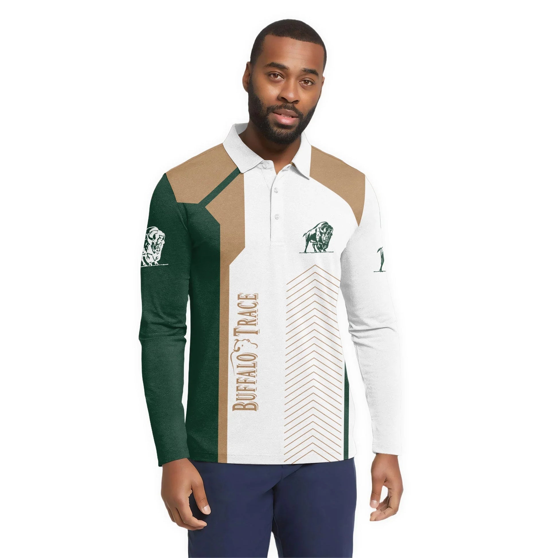  Buffalo Trace Modern Motorsport Golf Long Sleeve Polo Shirt