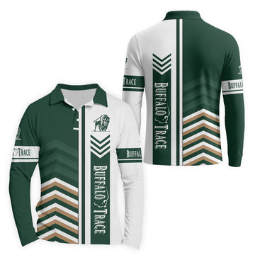  Buffalo Trace Racing Stripe Golf Long Sleeve Polo Shirt