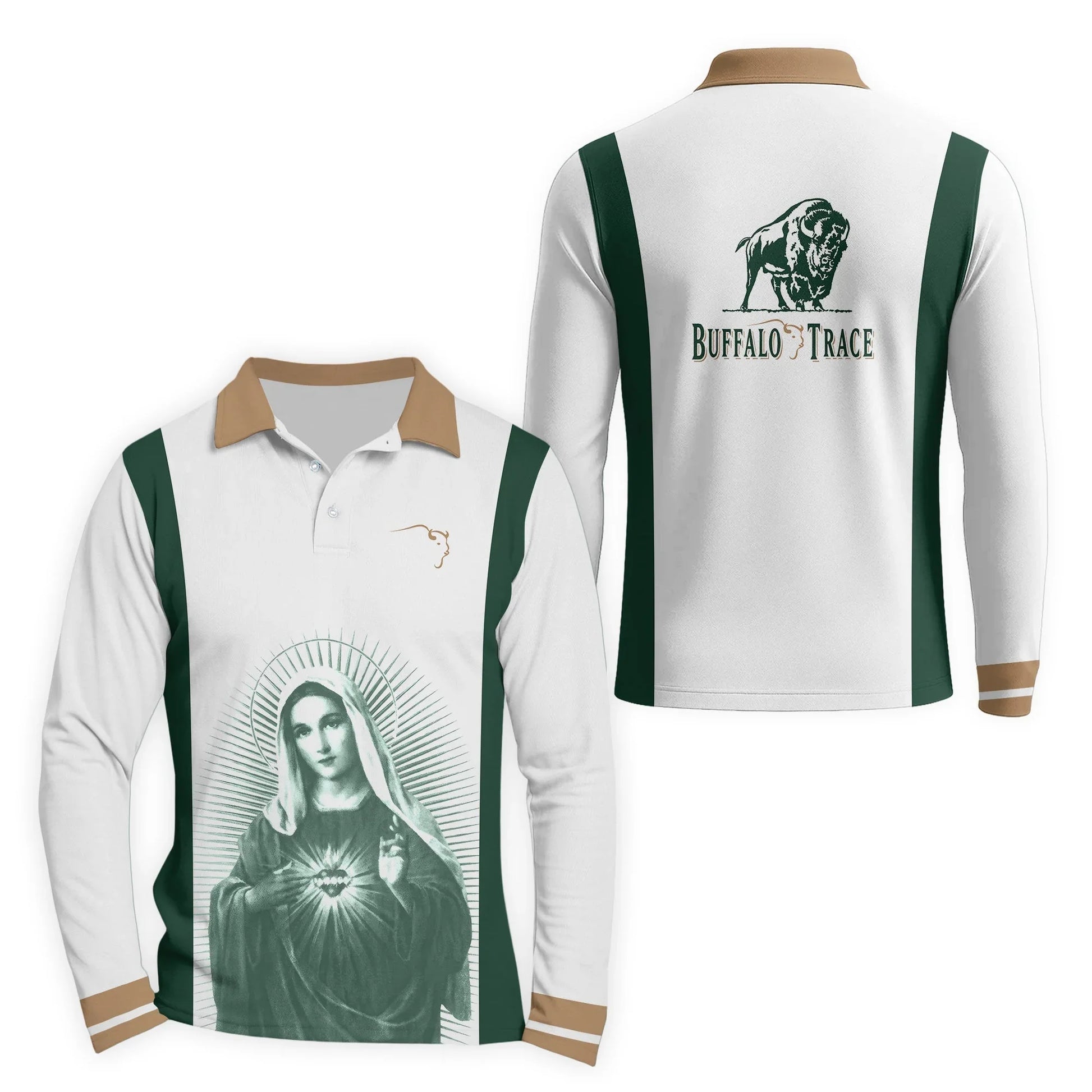  Buffalo Trace Sacred Maria Golf Long Sleeve Polo Shirt