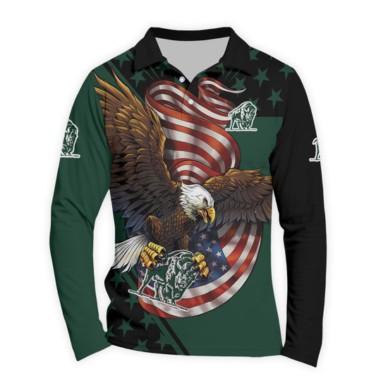  Buffalo Trace USA Iron Wings Legion Golf Long Sleeve Polo Shirt