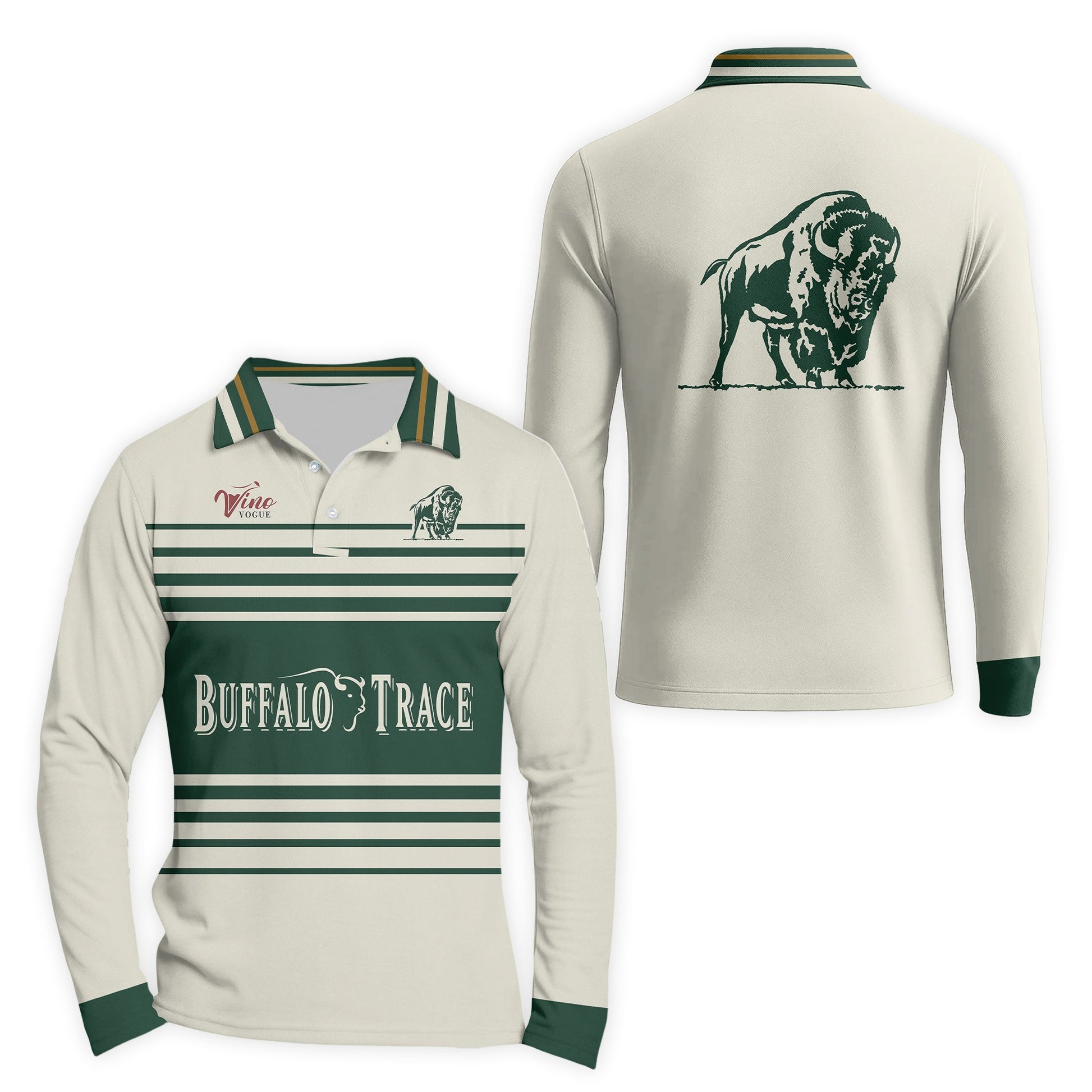  Buffalo Trace Vintage Stripe Long Sleeve Polo Shirt