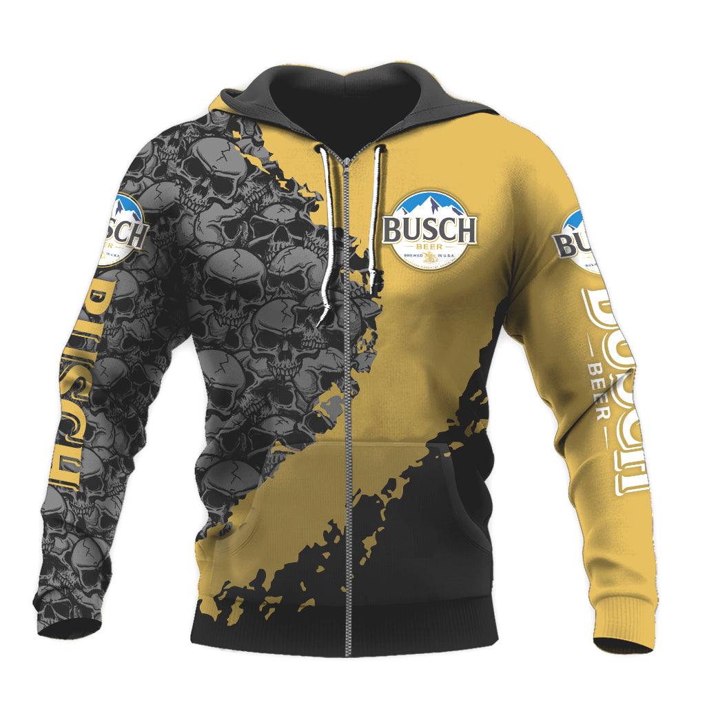 Busch Beer Skulls Zip Hoodie