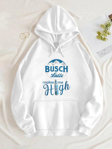 Busch Latte Makes Me High Basic White Hoodie