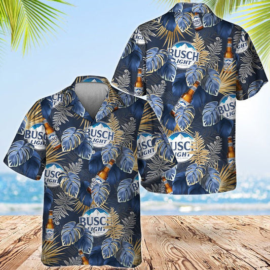 Busch Light Palm Leaves Print Hawaiian Shirt - VinoVogue.com