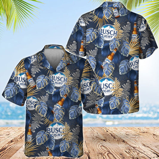 Busch Light Palm Leaves Print Hawaiian Shirt