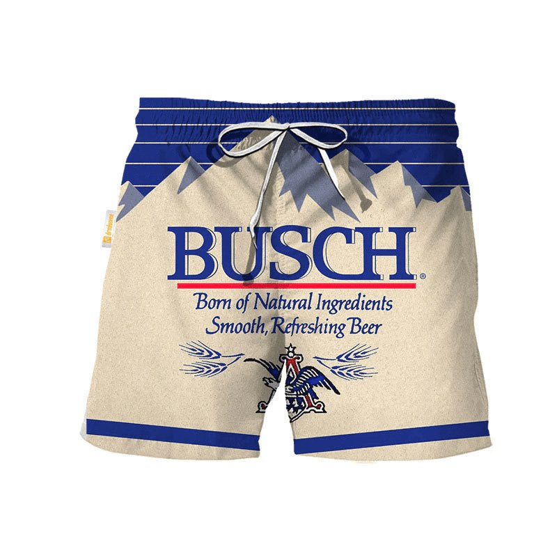 Busch Light Blue And Beige Swim Trunks - VinoVogue.com