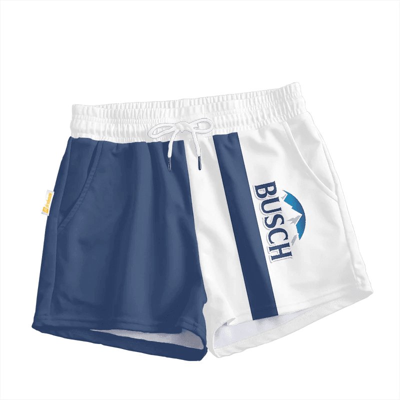 Busch Light Blue And White Women's Casual Shorts - VinoVogue.com