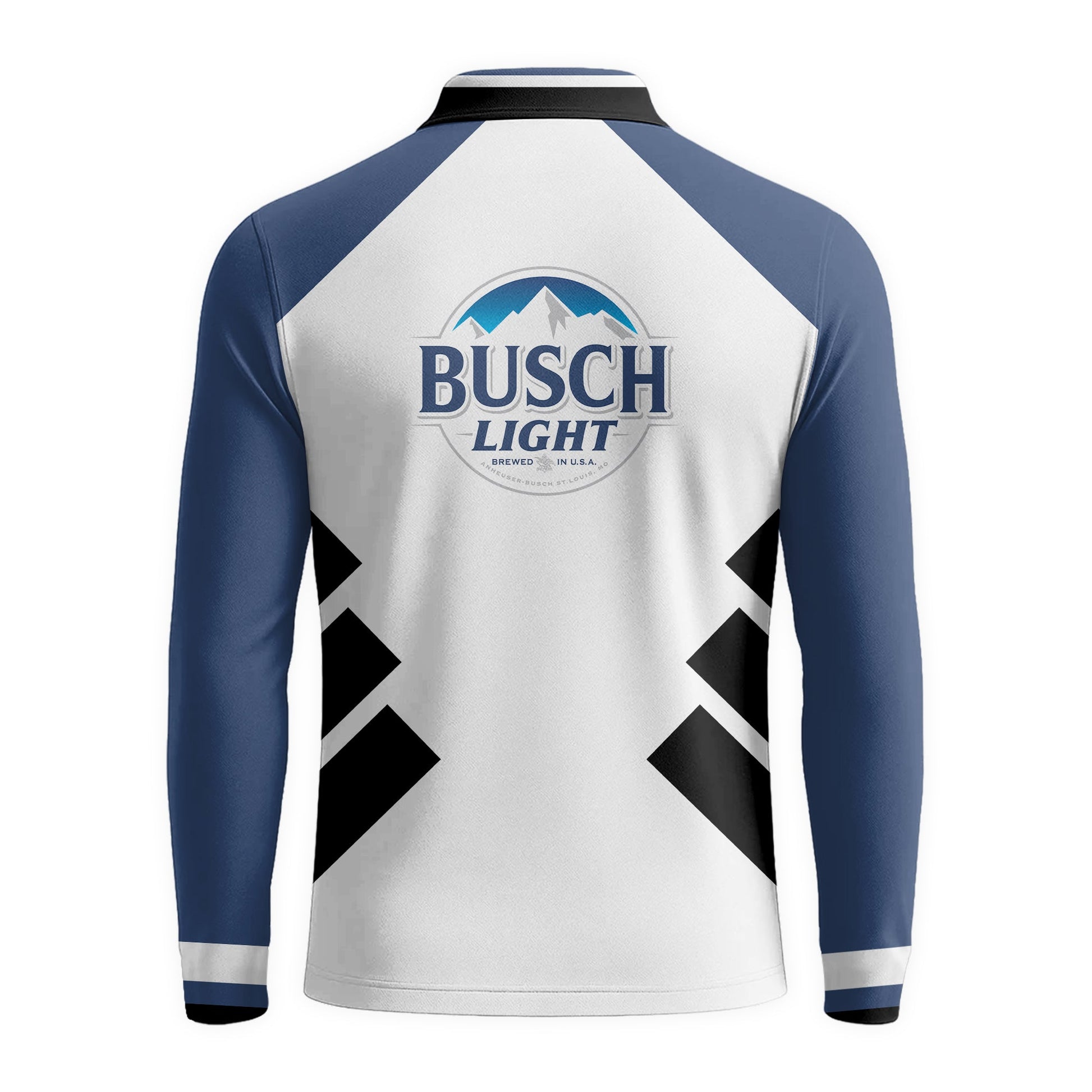  Busch Light Bold Line Golf Long Sleeve Polo Shirt