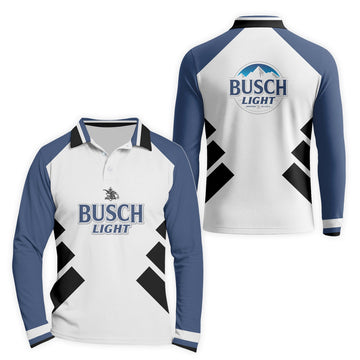  Busch Light Bold Line Golf Long Sleeve Polo Shirt
