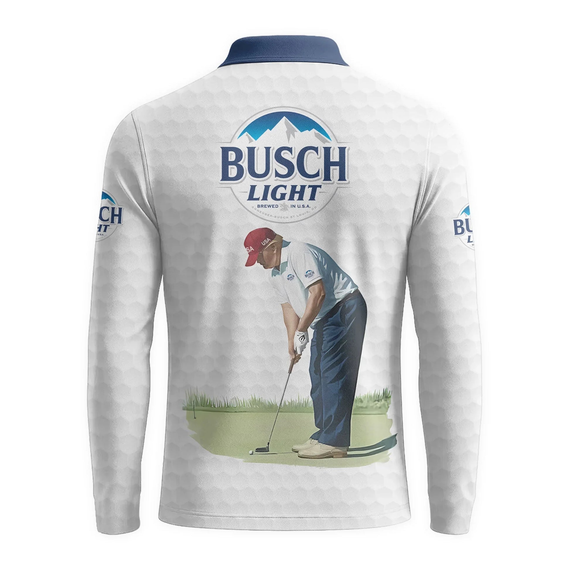  Busch Light Donald Trump Golf Long Sleeve Polo Shirt
