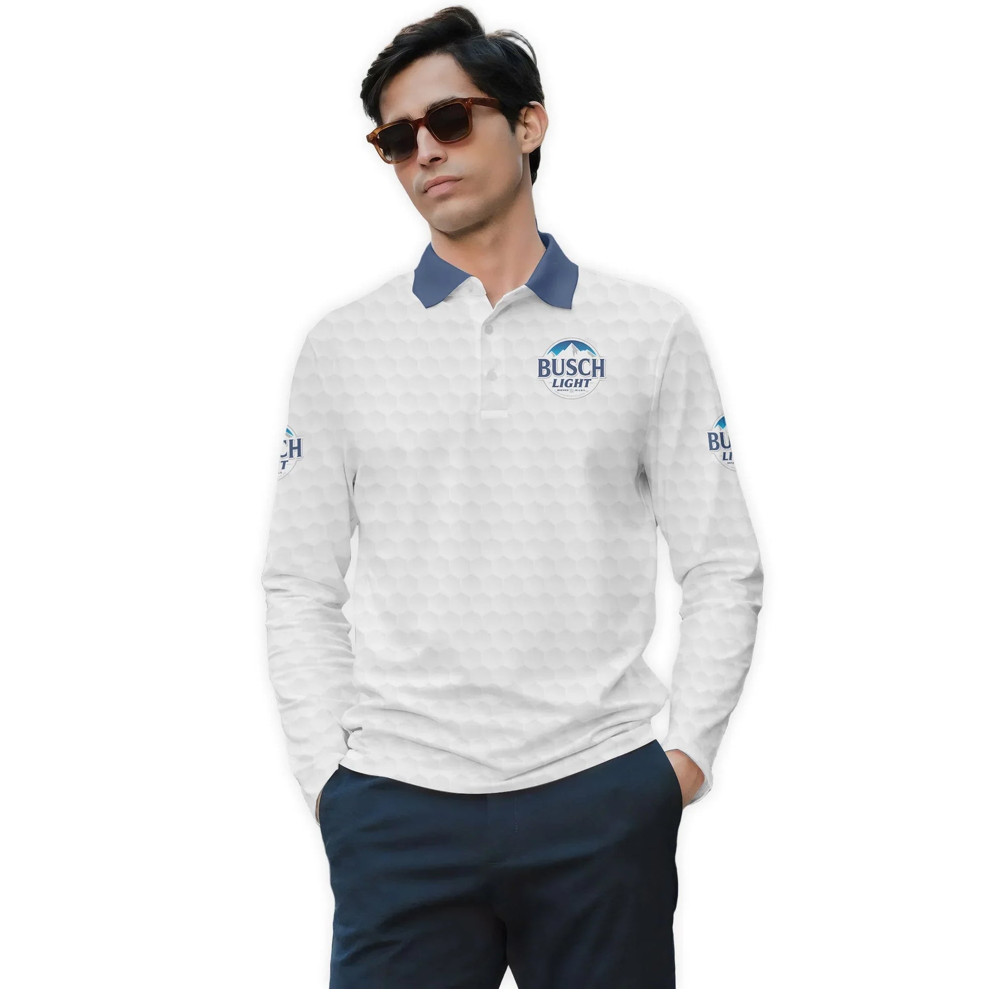  Busch Light Donald Trump Golf Long Sleeve Polo Shirt