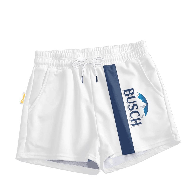 Busch Light White Basic Women's Casual Shorts - VinoVogue.com