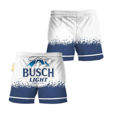 Busch Light White Blue Basic Swim Trunks - VinoVogue.com