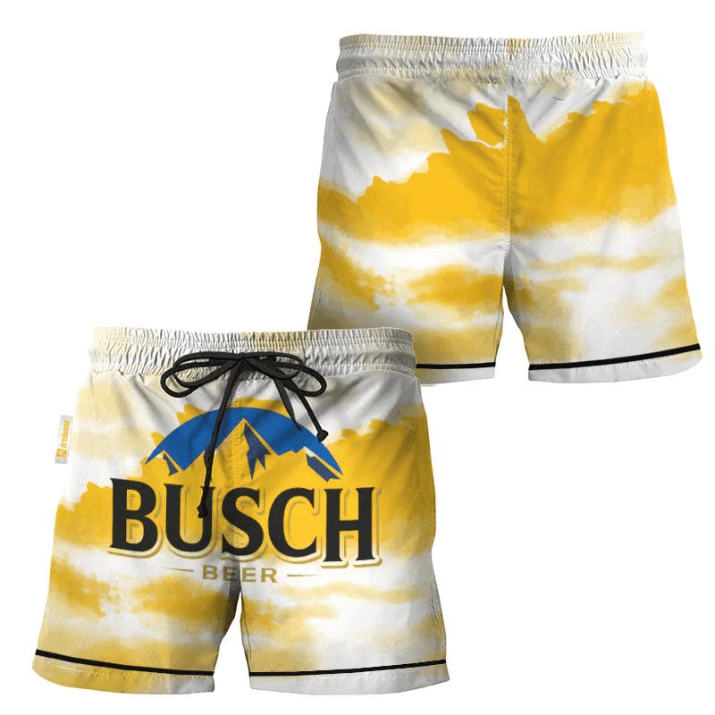 Busch Light Yellow And White Swim Trunks - VinoVogue.com