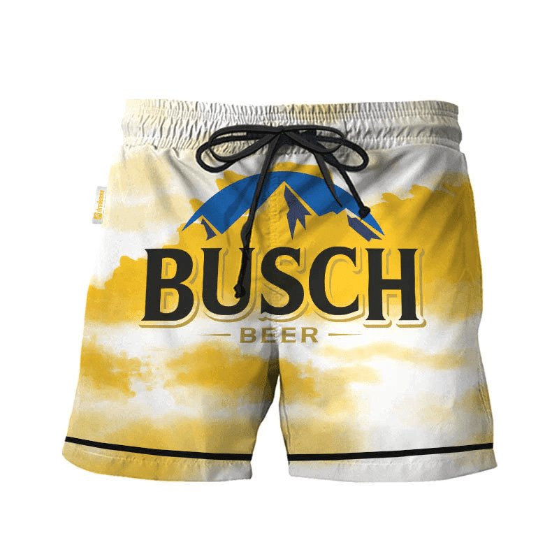 Busch Light Yellow And White Swim Trunks - VinoVogue.com