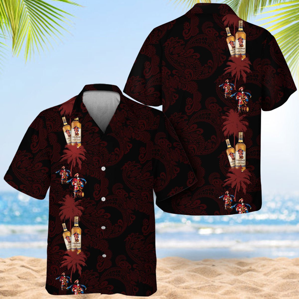 Captain Morgan Coconut Tree Pattern Hawaiian Shirt - VinoVogue.com