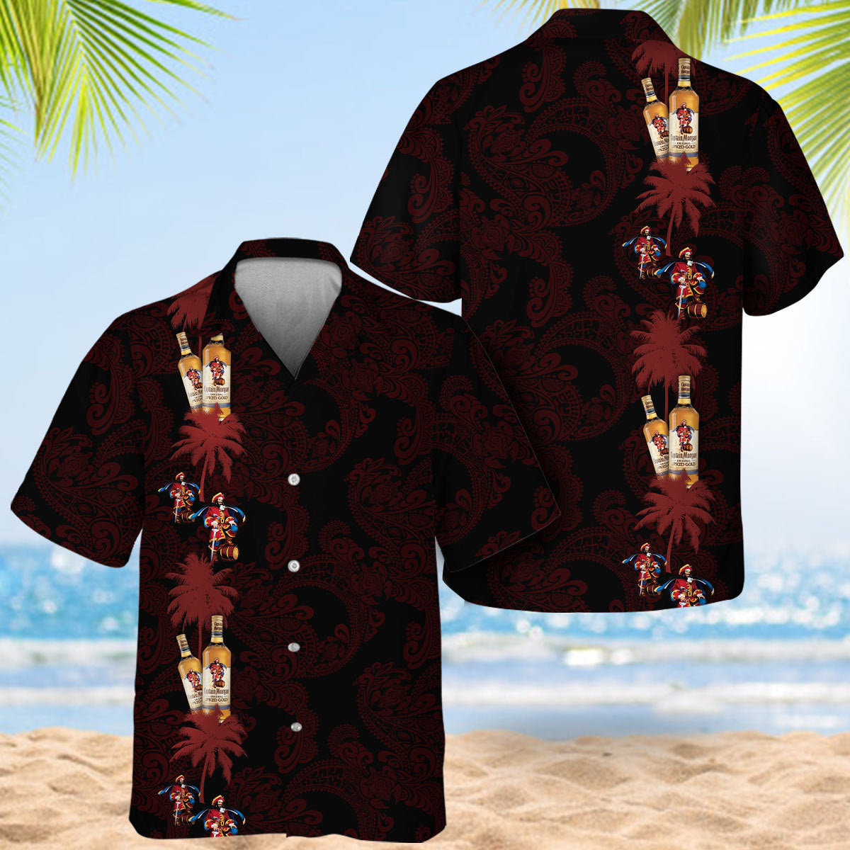 Captain Morgan Coconut Tree Pattern Hawaiian Shirt