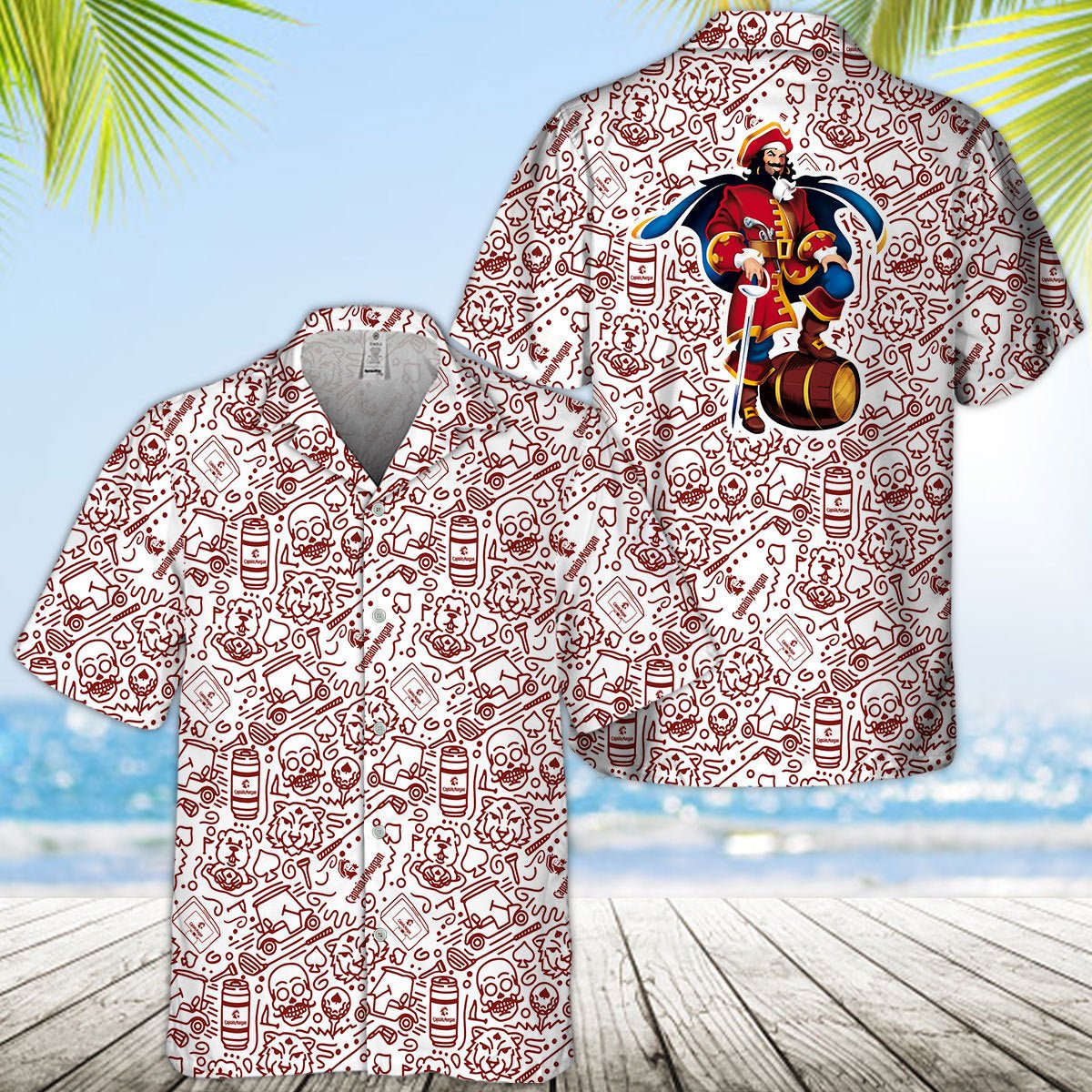 Captain Morgan Summer Doodle Art Hawaiian Shirt - VinoVogue.com