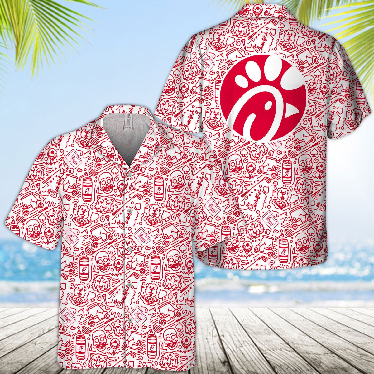 Chick - fil - A Summer Doodle Art Hawaiian Shirt - VinoVogue.com