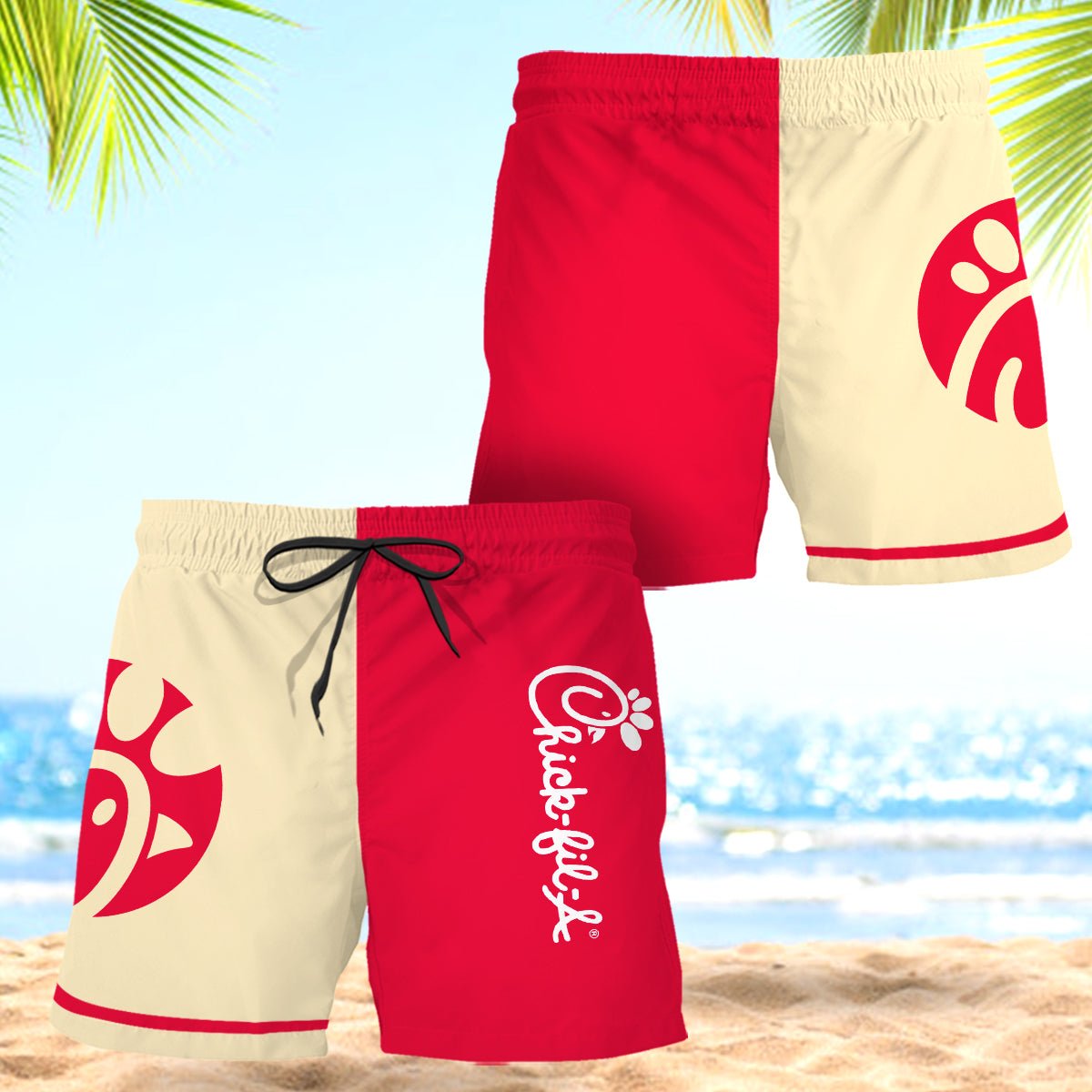 Chick - fil - A Basic Colorful Swim Trunks - VinoVogue.com