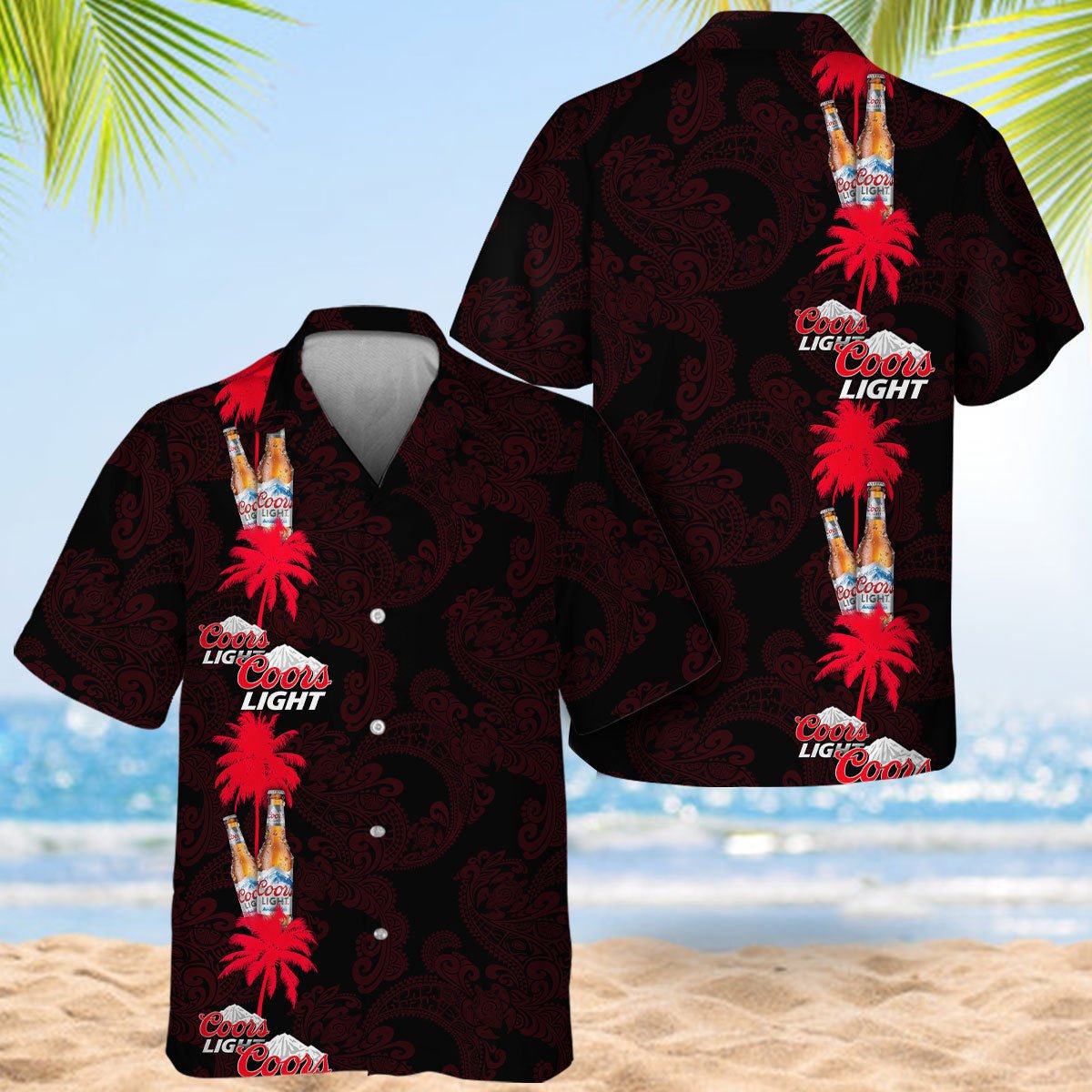 Coors Light Coconut Tree Pattern Hawaiian Shirt - VinoVogue.com