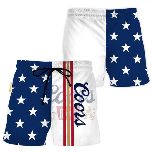 Coors Banquet American Flag Swim Trunks - VinoVogue.com