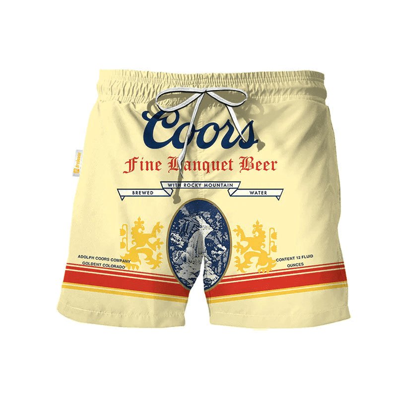 Coors Banquet Beige Swim Trunks Coors Banquet Hawaiian Shorts