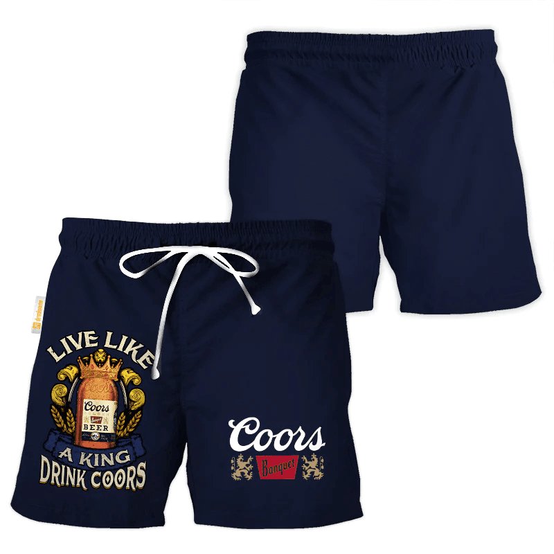 Coors Banquet Blue Black Basic Swim Trunks - VinoVogue.com